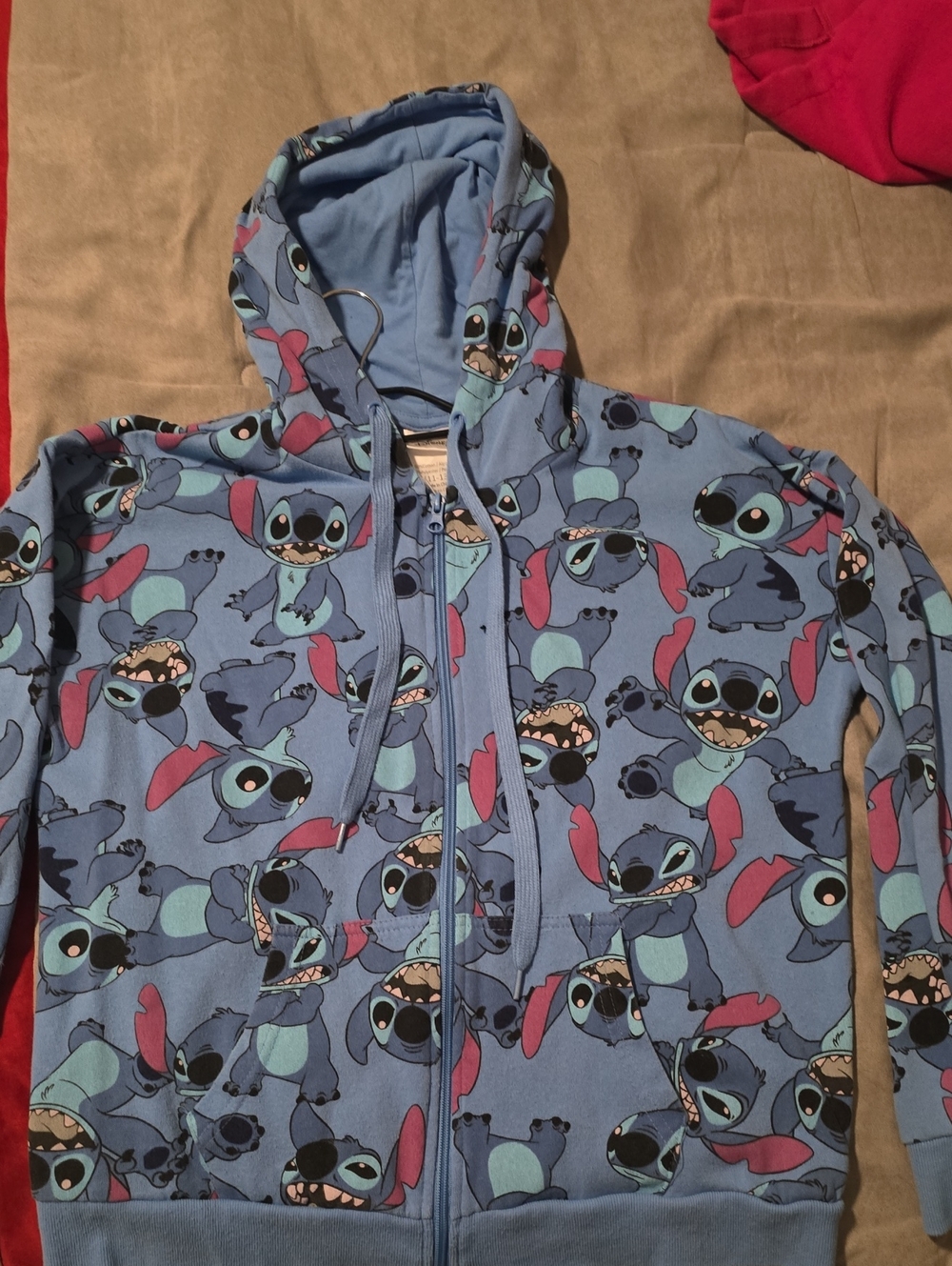 Disney Light Blue Zip-Up Hoodie with Stitch Allover Print